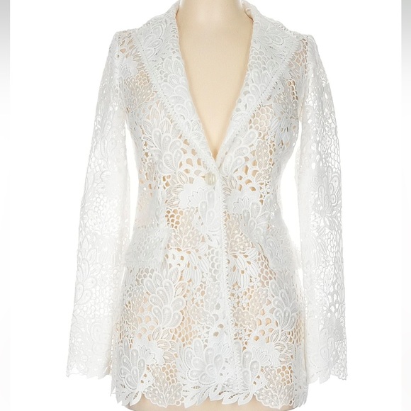 Elie Tahari vibrant pure white Blazer jacket formal bride Sleek Design - Picture 10 of 17